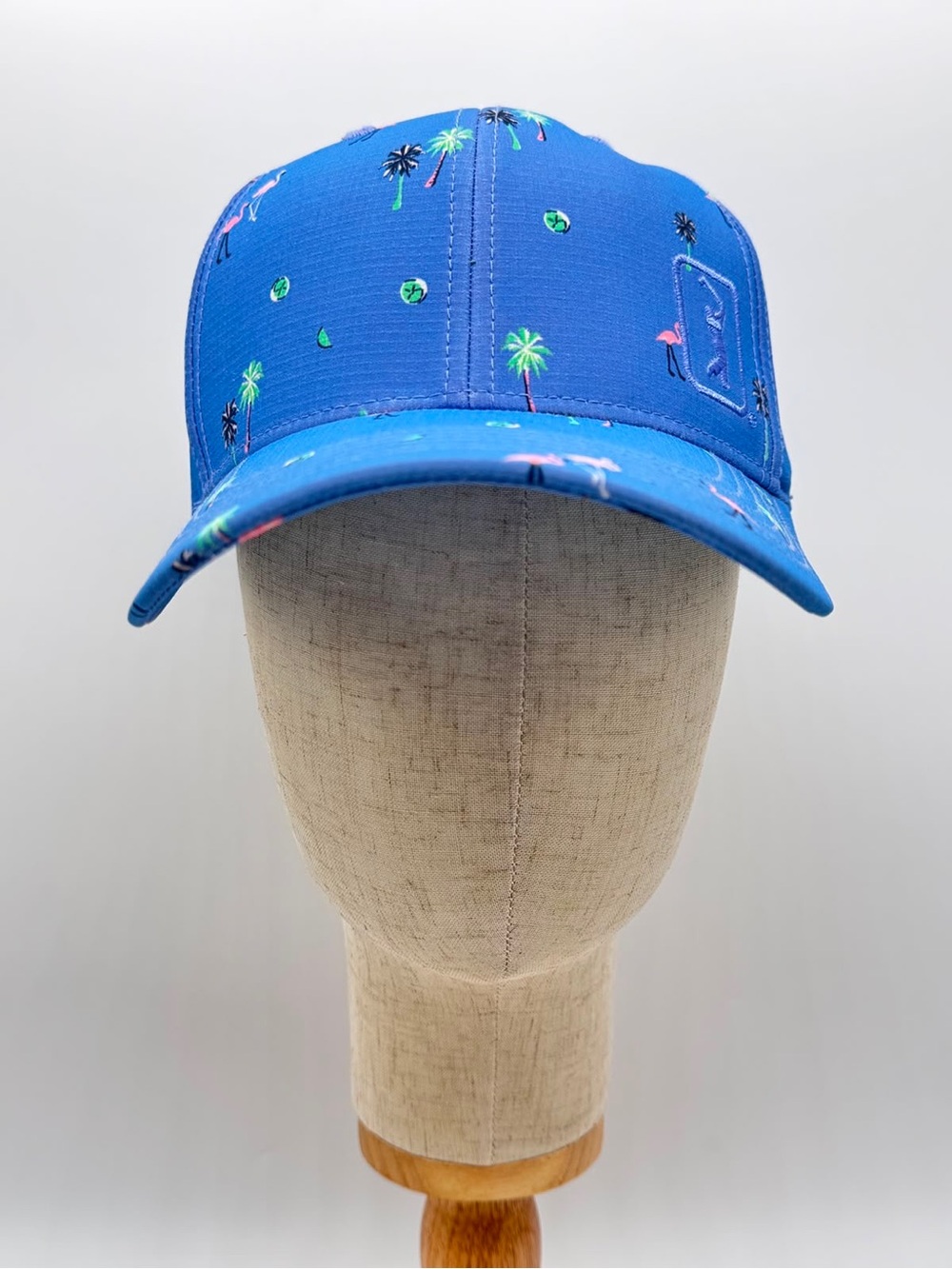 PGA Tour Golf Hat Snapback Cap Men Blue Flamingo Palm Tree Tropical NWT
